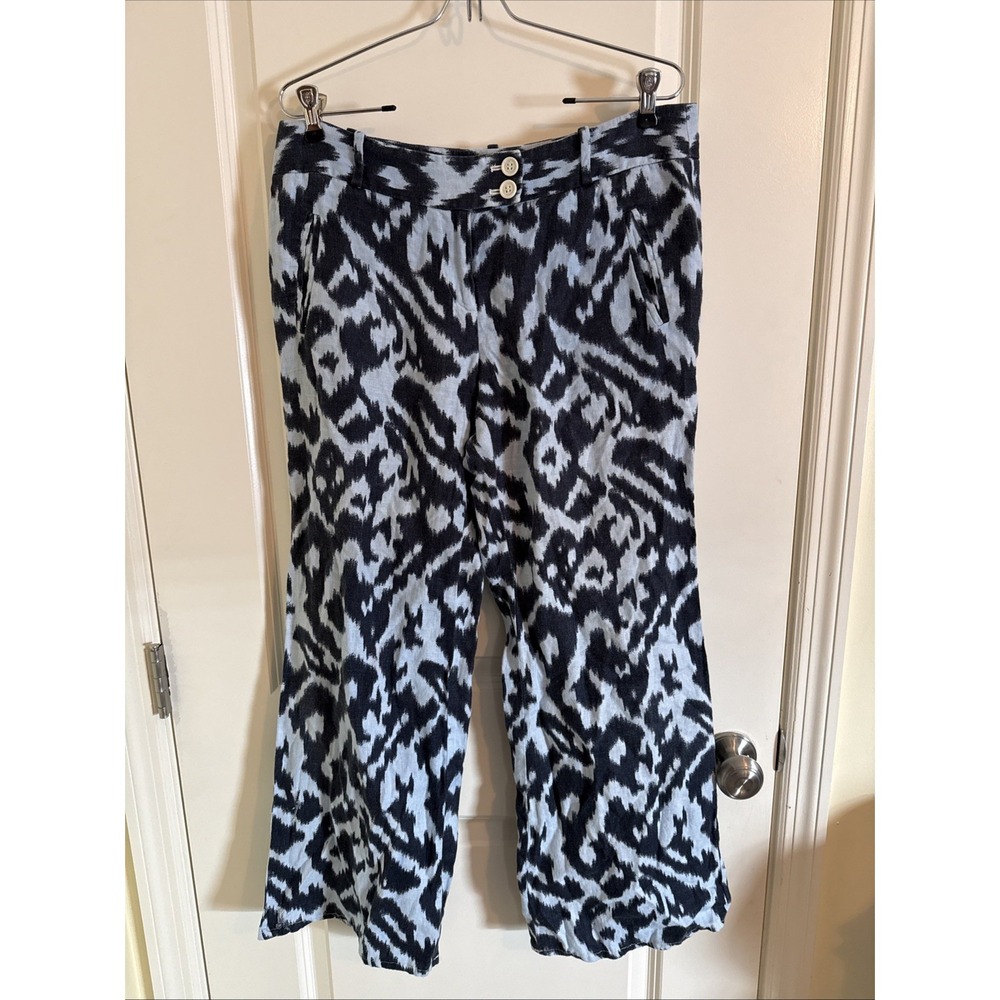 Ann Taylor Loft‎ Marisa Style Wide Leg Linen Pants Blue Sz 8 Resort Wear